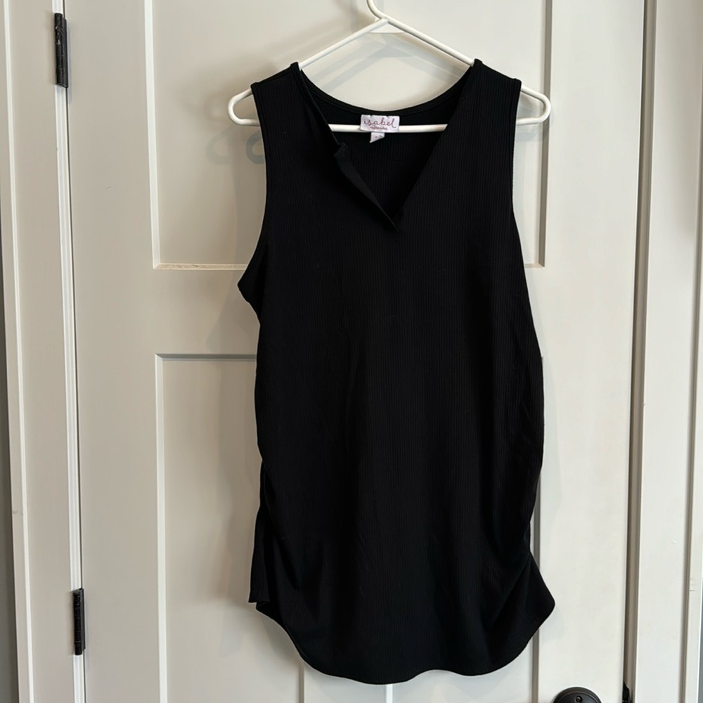 Ruched Black Maternity Tank Top.